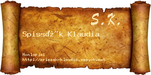 Spissák Klaudia névjegykártya